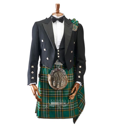 Mens Irish Tartan Kilt Outfit To Hire Traditional Black Argyll Jacke
