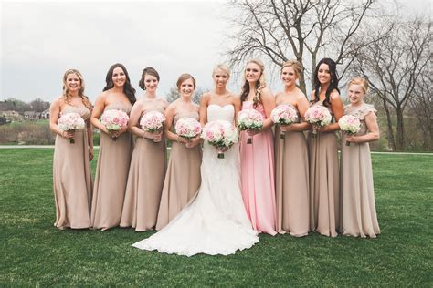 The dress is a flattering strapless style featuring a sweetheart the bride charlyn said, just wanted to say thank you so much for your amazing service. Champagne and Blush Bridesmaid Dresses