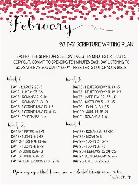 Sweet Blessings February Scripture Reading Plan Free Printable
