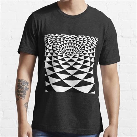 Abstract Optical Illusion Triangle Portal Blackwhite T Shirt For