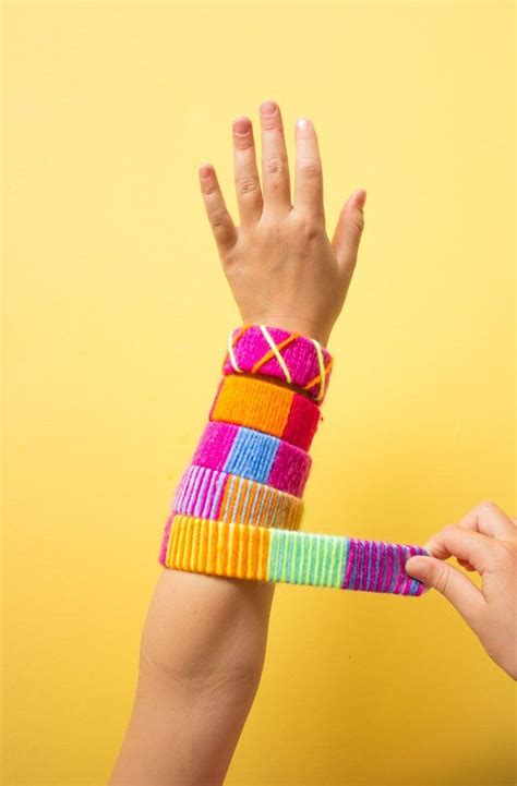 Yarn Wrapped Diy Slap Bracelets Slap Bracelets Recycled Crafts Kids