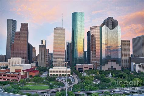 Sunset Over Downtown Houston Photograph By Bee Creek Photography Tod