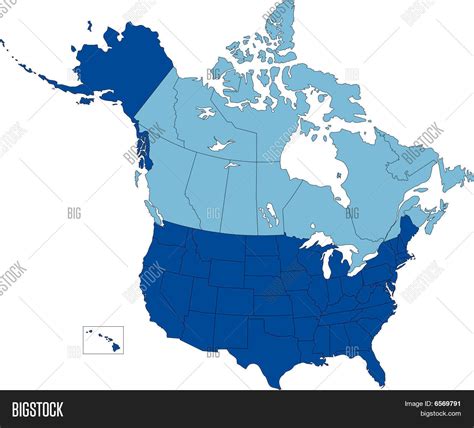 Usa And Canada States And Provinces Blue Color Stock Vector And Stock