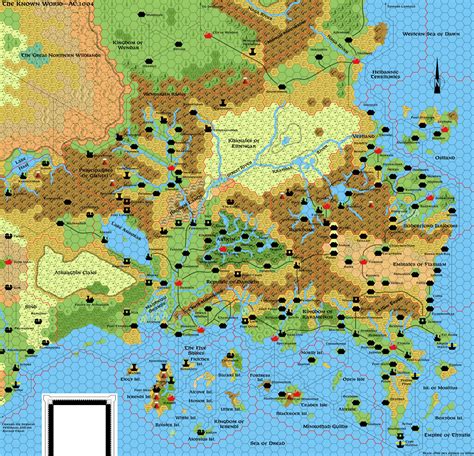 Wrath Of The Immortals Known World 1004 Ac 24 Miles Per Hex Atlas Of