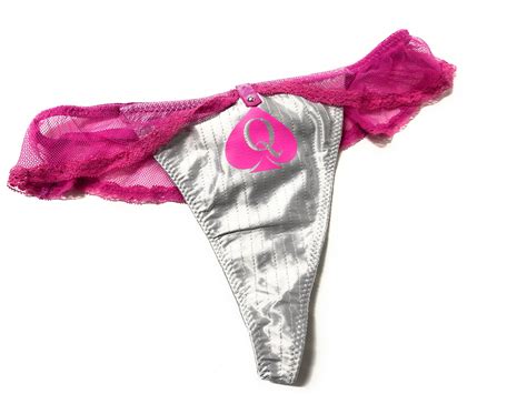 Qos Queen Of Spades Logo Fetish Hot Pink Lace G String Thong Tanga