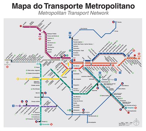 Mapa do Transporte Metropolitano em São Paulo 2017 Metrô CPTM