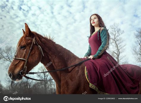 Portrait Beautiful Young Woman Riding Horse Stock Photo By ©kladyk