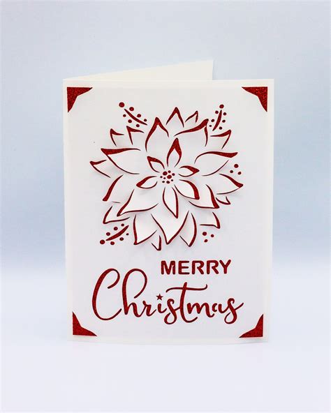 Pop Up Poinsettia Christmas Card Svg Merry Christmas Cut Etsy