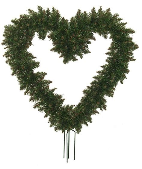 22 Green Pine Artificial Heart Shape Wreath With Ground Stakes Unlit