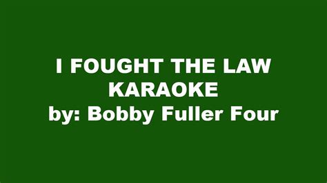 Bobby Fuller Four I Fought The Law Karaoke Youtube