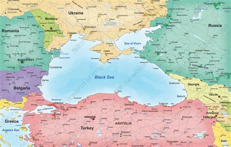 Digital Map Countries Around The Black Sea 838 The World Of