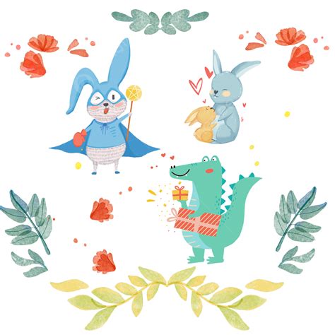 Spring Forest Animal Cartoon Combination T Rabbit Spring Forest