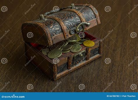 Treasure Chest With Old Russian Coin And Have A Wood Floor In The