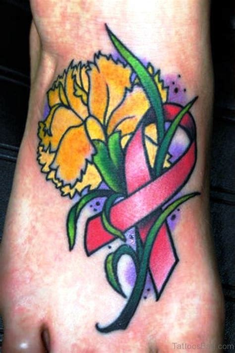 If you want your own personally designed tattoo please let me know! 42 Attractive Cancer Ribbon Tattoos On Foot