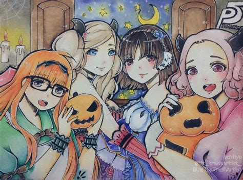 Persona 5 Female Characters Halloween Art By Lizthetrashartist On