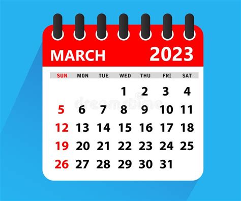 Folha Do Calendário De Março De 2023 Calendário 2023 Em Formato Plano