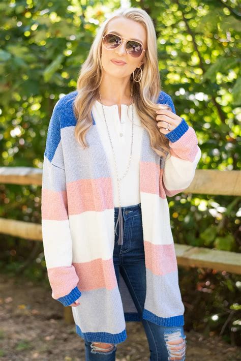 Stand Out Blue And Mauve Colorblock Cardigan Color Block Cardigan