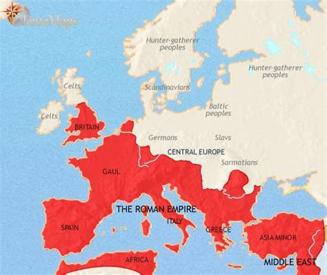 Map Of Europe 200 Ce Time Of The Roman Empire Timemaps