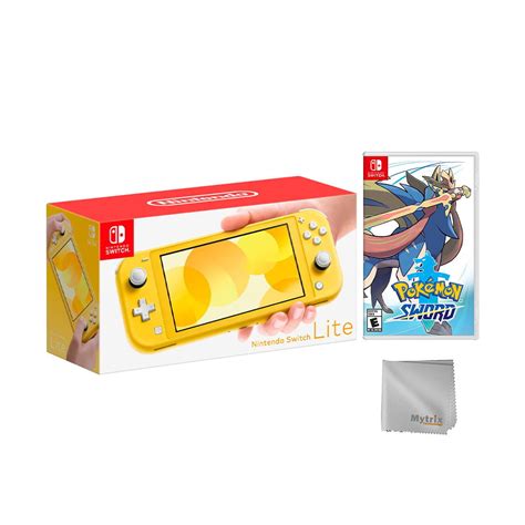 Nintendo Switch Lite Yellow Bundle With Pokemon Sword Ns Game Disc And Mytrix Microfiber