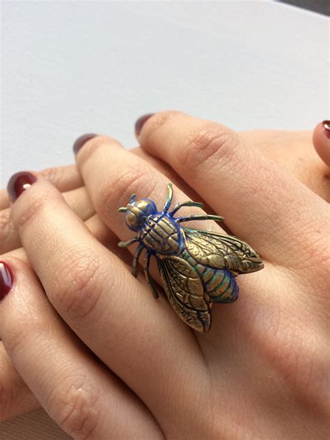 Winged Bug Ring Insect Ring Fly Ring Housefly Ring Gothic Ring