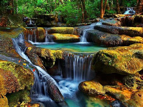 Water Cascades Forest Rocks Fall Bonito Stones Cascades Water