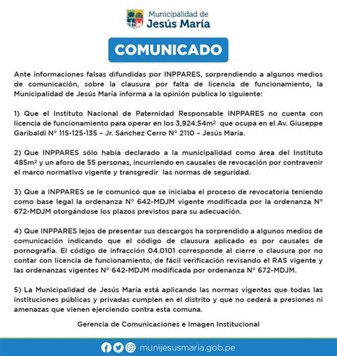 Inppares Clausura 2023 Instituto Responde A Municipalidad De Jesús
