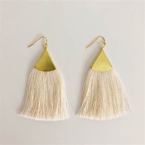 Ivory Long Tassel Earrings VeryAllegra