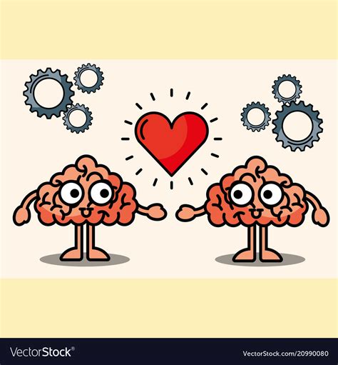 Couple Brains Cartoon Love Heart Royalty Free Vector Image