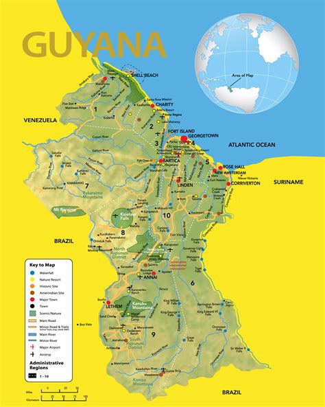 Large Detailed Political And Administrative Map Of Guyana With Roads Images