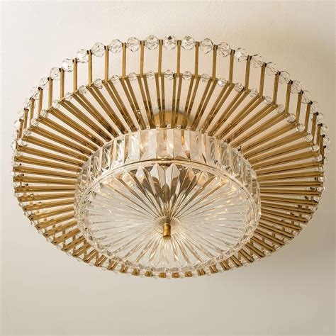 Large Brass And Crystal Flush Mount By Ernst Palme Germany S For Sale At Pamono