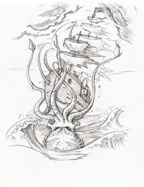 It is also the largest species of squid in the whole world. Pirate_Ship_Vs__Squid_by_arm01.jpg (700×906) | tattoo ...