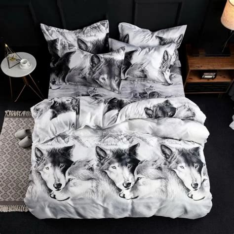 Urijk Outlet Wolf Bedding Set 3d Digital Printing Cool Wolf Oil Print Bed Clothes Comforter