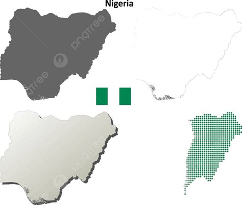 Nigeria Outline Map Set Outline Map Vector Territory Vector Outline