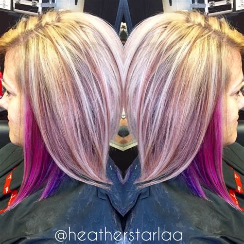 Yet, it is actually quite stunning and can be styled in many different ways. Heavy blonde highlight with pink and purple peekaboos ...