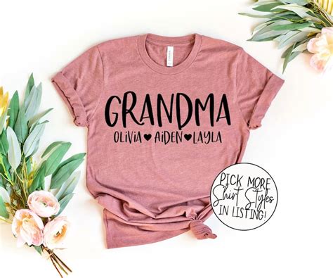 Grandma Shirt With Grandkids Names Grandma Tee Nana Shirt Etsy