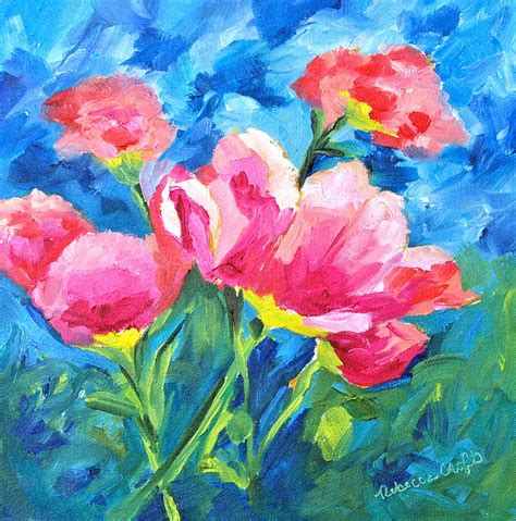 Peachy Keen Impressionist Flowers Painting By Rebecca Croft Fine Art