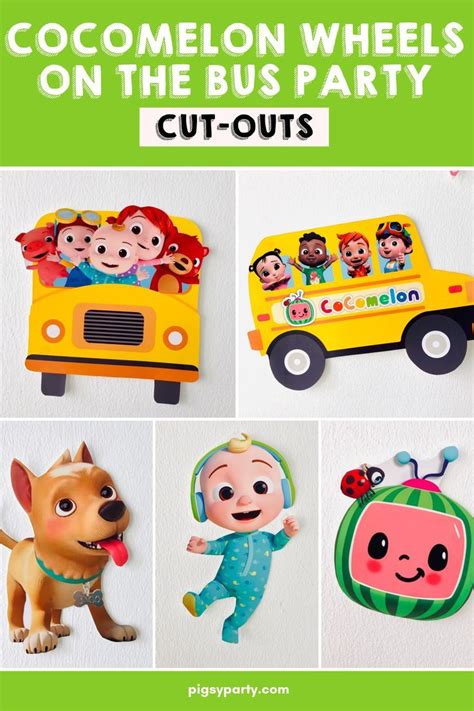 Cocomelon Wheels On The Bus Cut Outs Printable Kids Birthday Party
