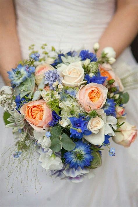 Lovely Wedding Bouquet Blue Hydrangea Blue Delphinium Blue Nigella
