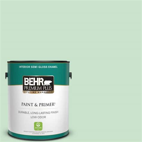 Behr Premium Plus 1 Gal M410 2 Wishful Green Semi Gloss Enamel Low