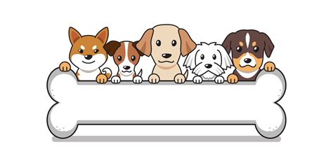 Vector Cartoon Cute Dogs With Big Bone 2063138 Vector Art At Vecteezy
