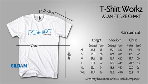 Size Chart Asian Tshirt Workz Hong Kong T Shirt Printing