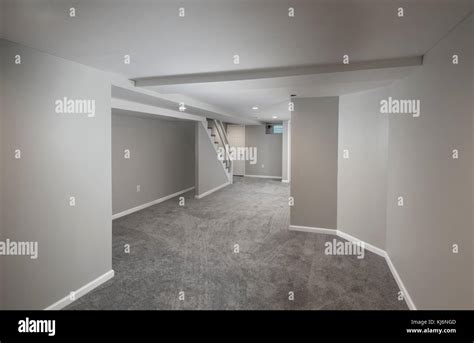 Empty Vacant Finished Basement In Residential Home Stock Photo Alamy