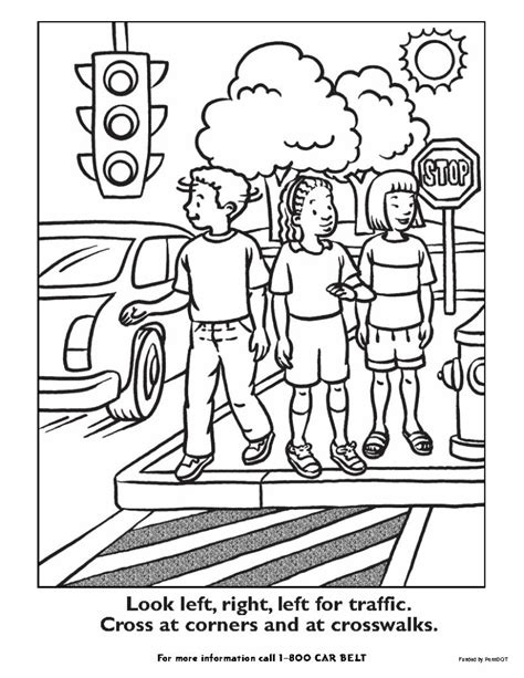 Pedestrian Safety Coloring Sheet Coloring Pages