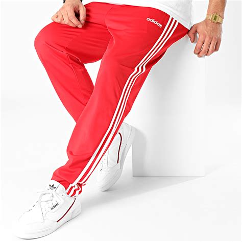 Adidas Pantalon Jogging A Bandes Essential 3 Stripes Fm6280 Rouge