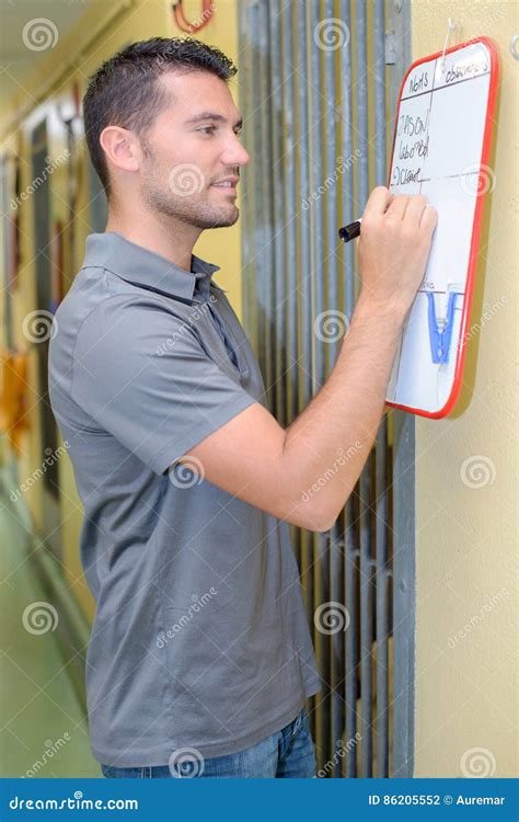 Man Writing On White Board Stock Photo Image Of System 86205552