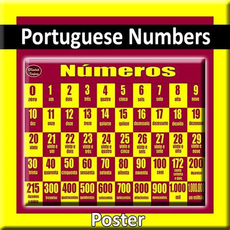 Portuguese Numbers Poster Zero Through One Million Learn Portuguese
