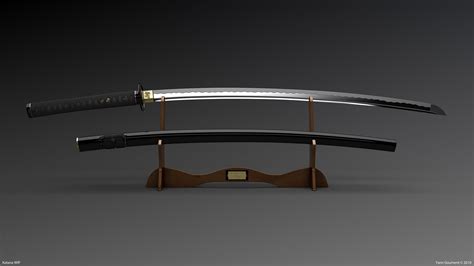 Grey Katana Sword With Sheath And Stand Katana Hd Wallpaper