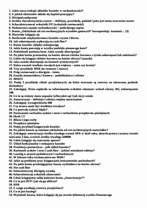 Rachunkowość - pytania na egzamin - Notatek.pl