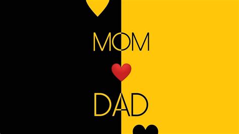 mom dad with red heart in yellow and black background hd mom dad wallpapers hd wallpapers id