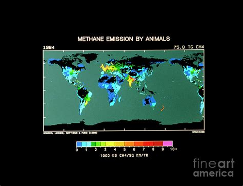 Map Of Methane Emission By Animals Photograph By Nasa Goddard